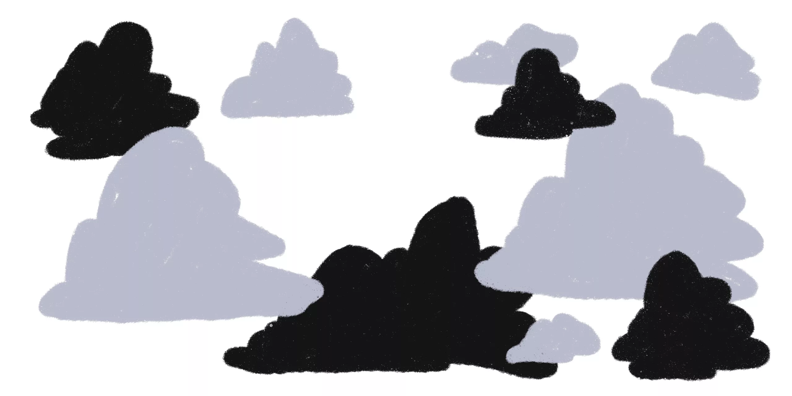 A series of gray and black clouds